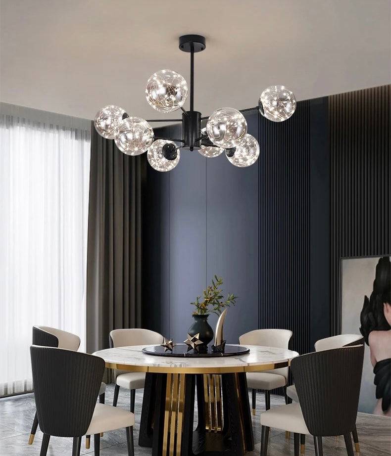 Plafonnier moderne à globes de verre effet ciel étoilé, vue 4