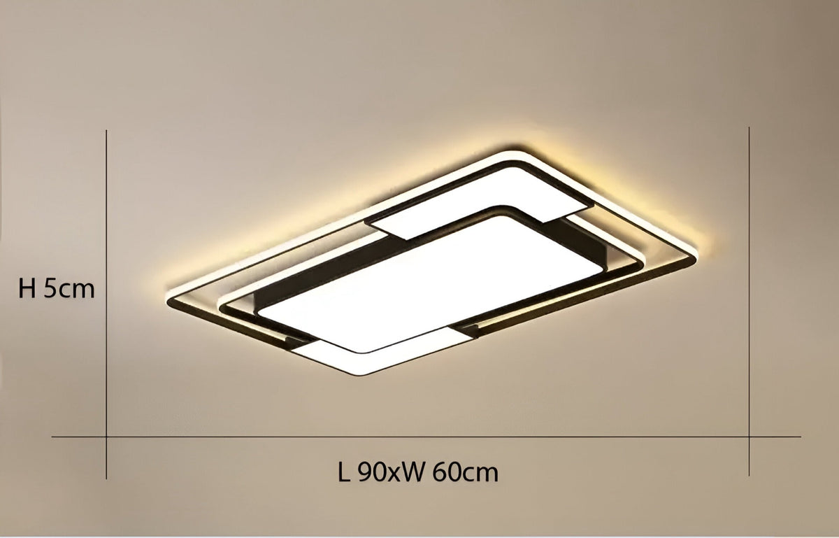 Plafonnier moderne à trois surfaces lumineuses noir et blanc, vue 10