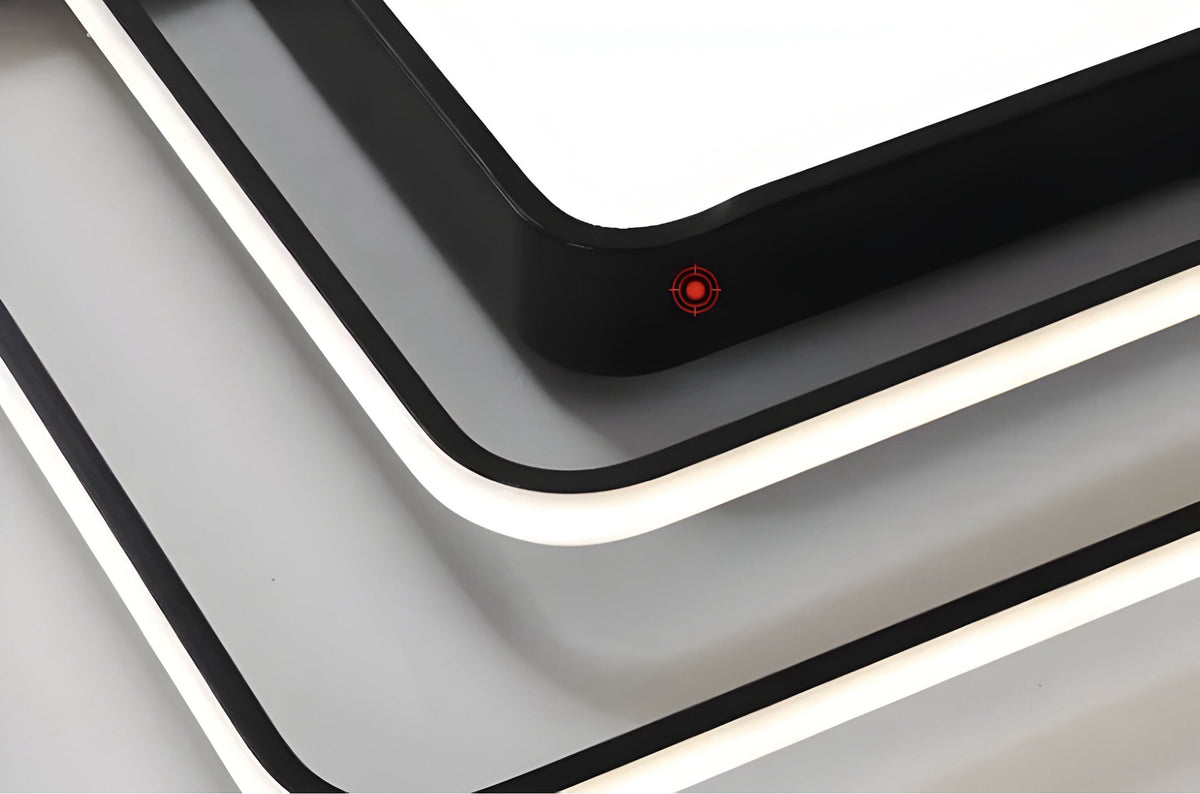 Plafonnier moderne à trois surfaces lumineuses noir et blanc, vue 5