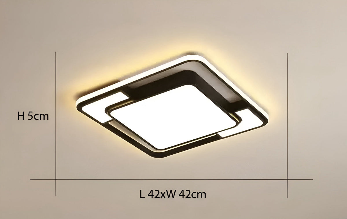 Plafonnier moderne à trois surfaces lumineuses noir et blanc, vue 8