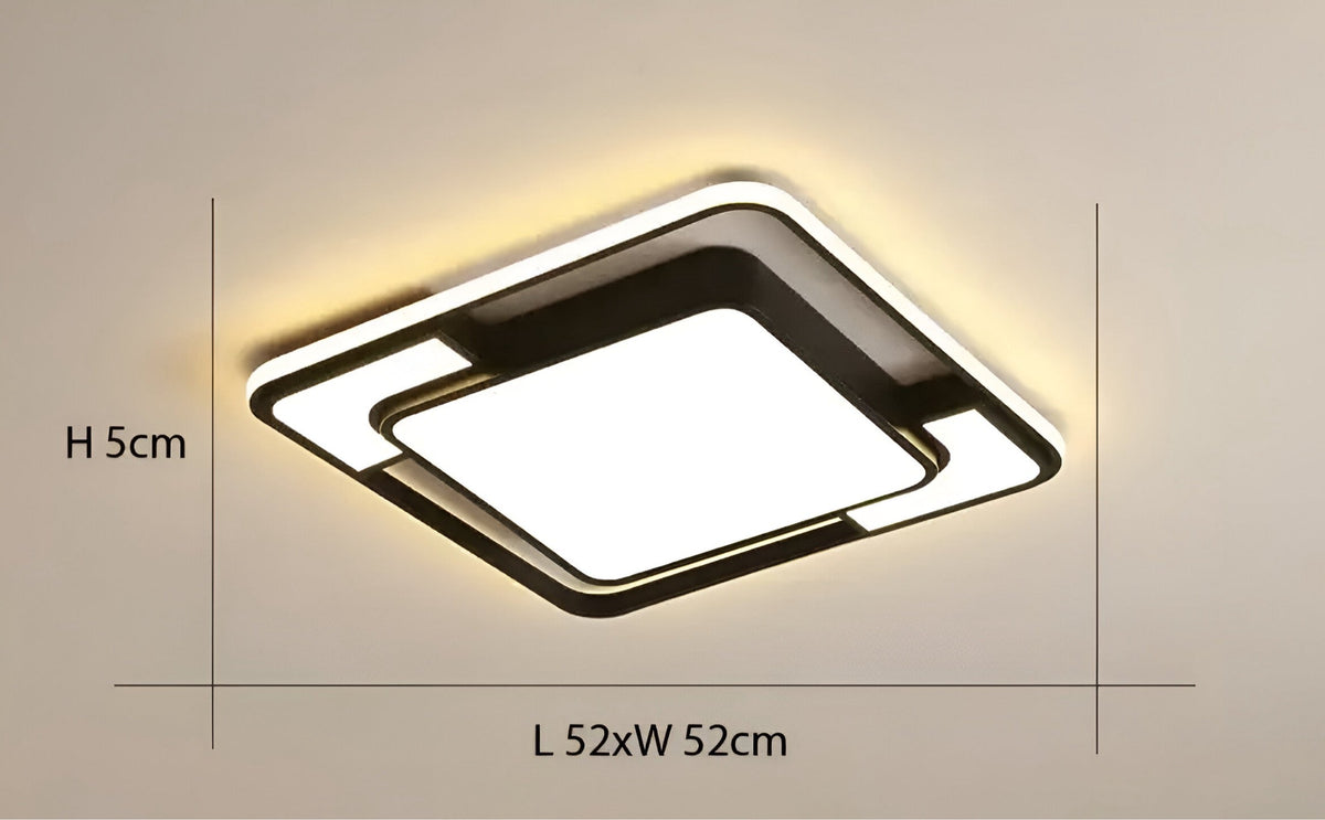 Plafonnier moderne à trois surfaces lumineuses noir et blanc, vue 9