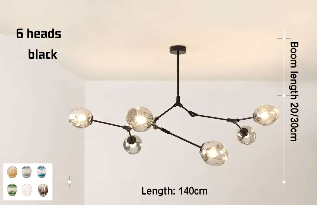 Plafonnier moderne molécule à globes de verre articulés, vue 11
