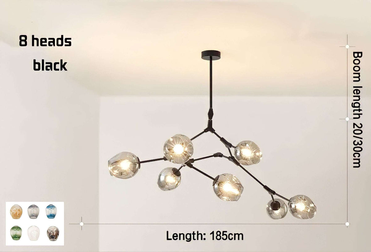 Plafonnier moderne molécule à globes de verre articulés, vue 13