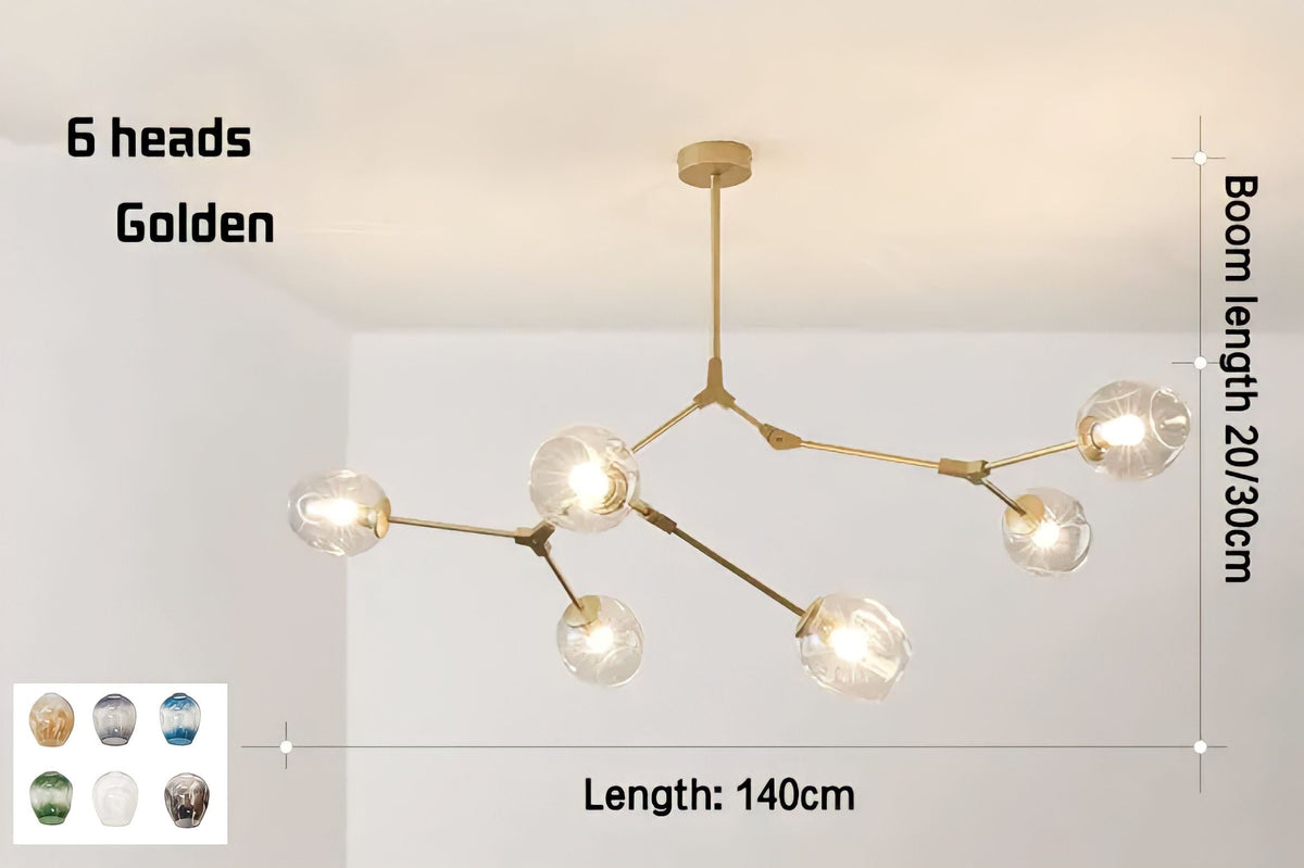 Plafonnier moderne molécule à globes de verre articulés, vue 15