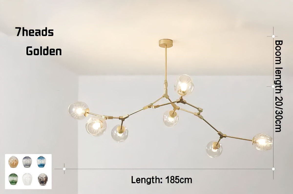 Plafonnier moderne molécule à globes de verre articulés, vue 16
