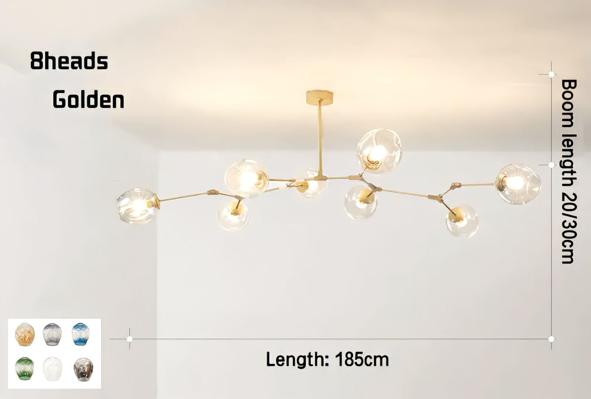 Plafonnier moderne molécule à globes de verre articulés, vue 17