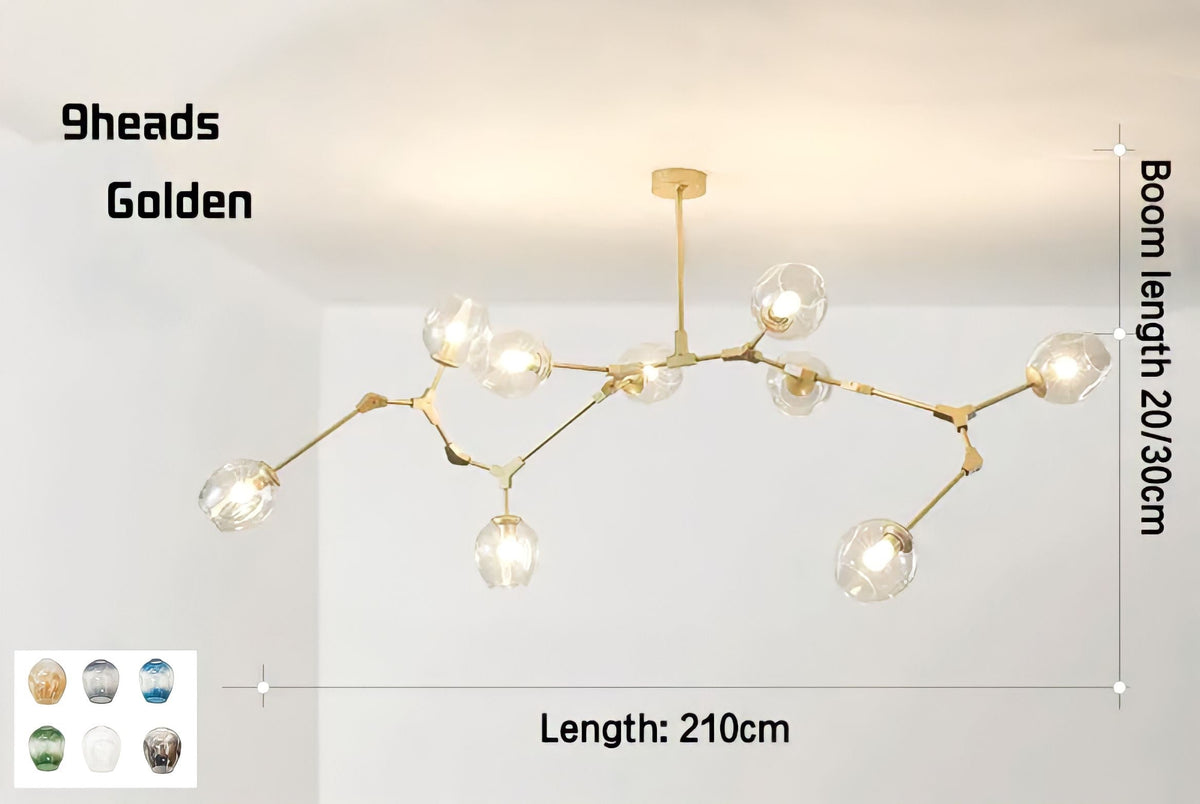 Plafonnier moderne molécule à globes de verre articulés, vue 18