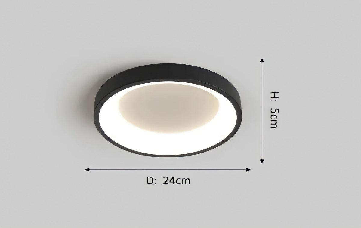 Plafonnier moderne rond et plat en aluminium, noir ou blanc, vue 13