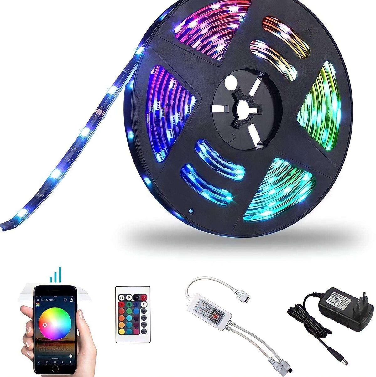 Ruban LED RGB WiFi pilotable par application, 5 à 30 m, vue 2