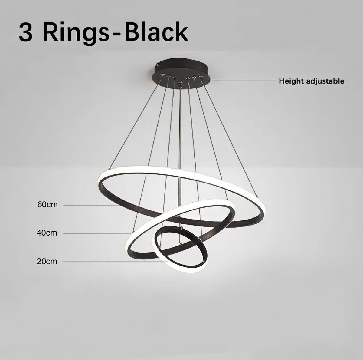 Suspension anneau LED à 2 ou 3 cercles décalés Polar Circle, vue 13