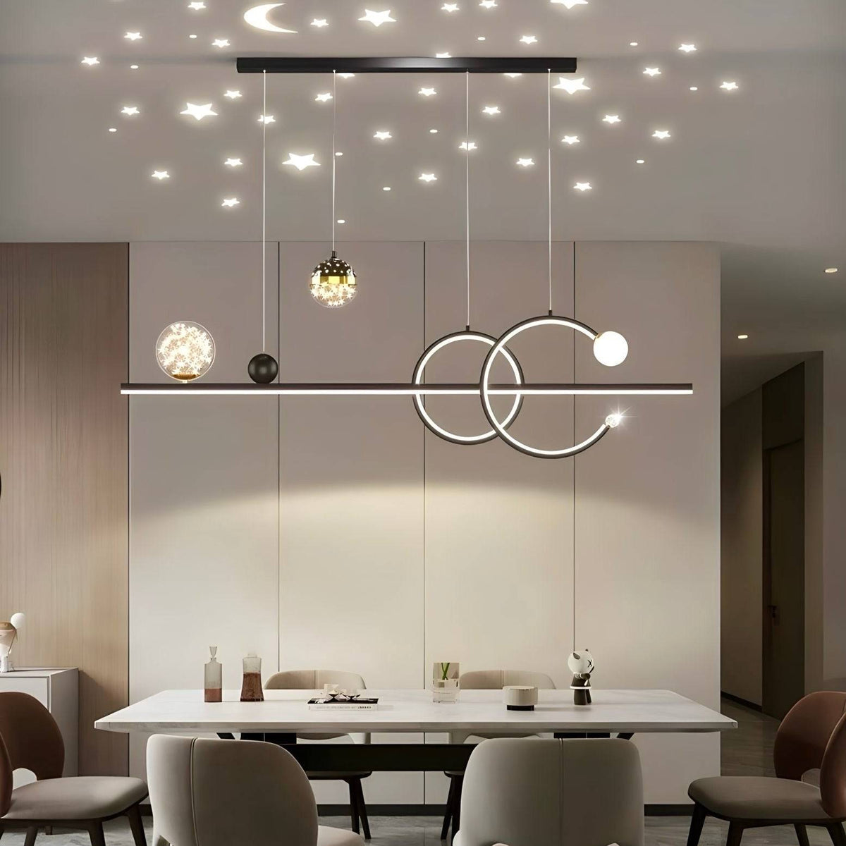 Suspension anneau LED à quatre éléments, 100 cm de long