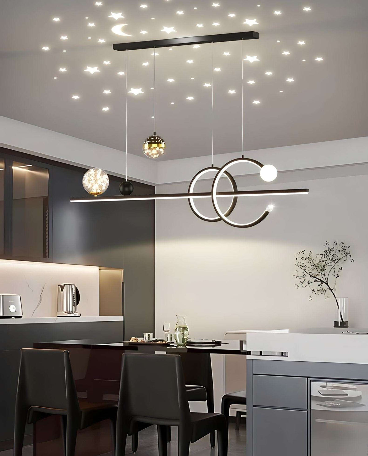 Suspension anneau LED à quatre éléments, 100 cm de long, vue 3