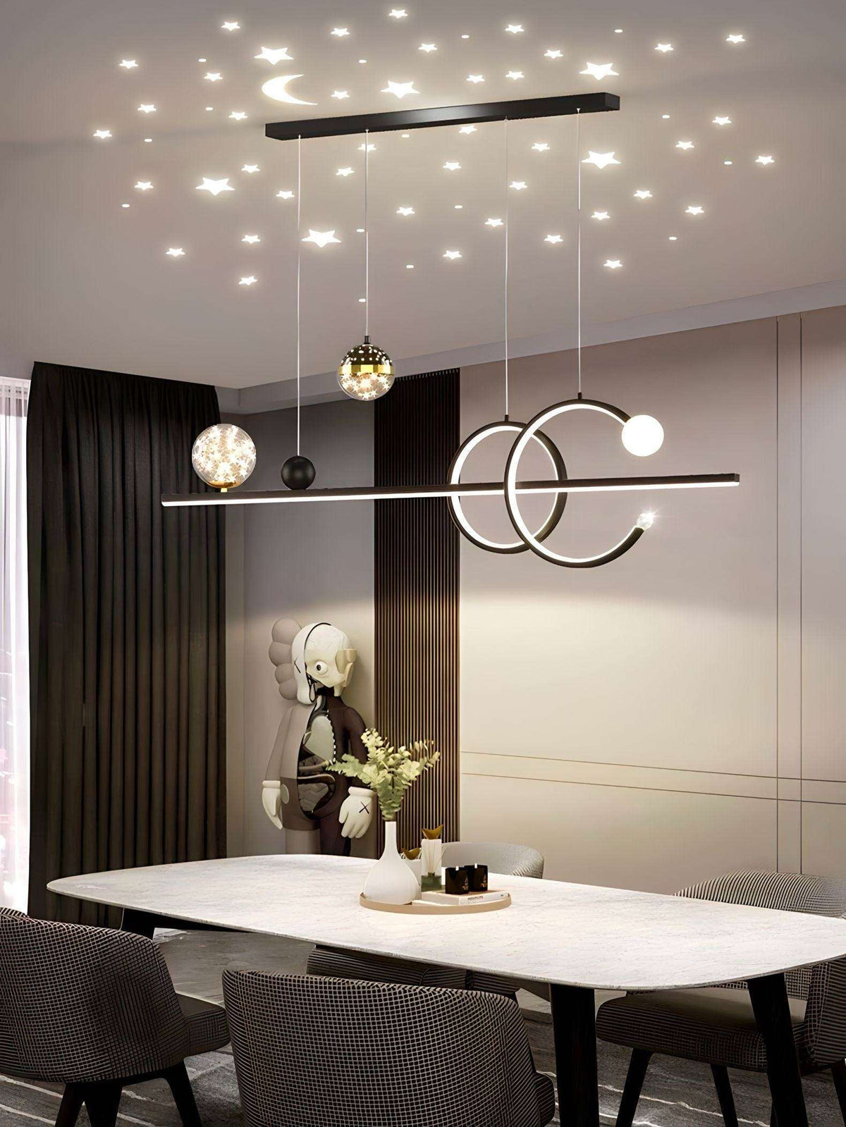Suspension anneau LED à quatre éléments, 100 cm de long, vue 4