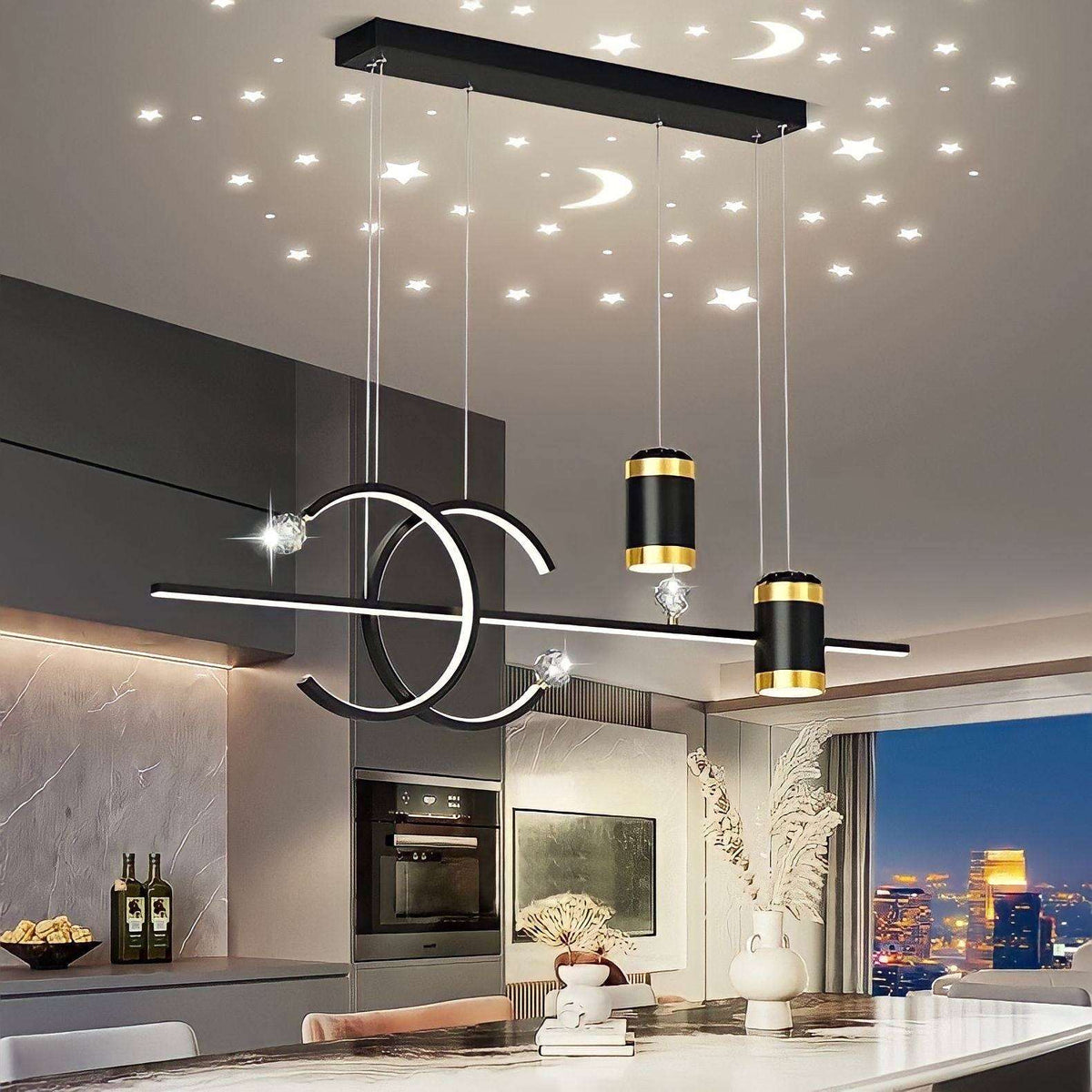 Suspension anneau LED à quatre éléments, 100 cm de long, vue 5