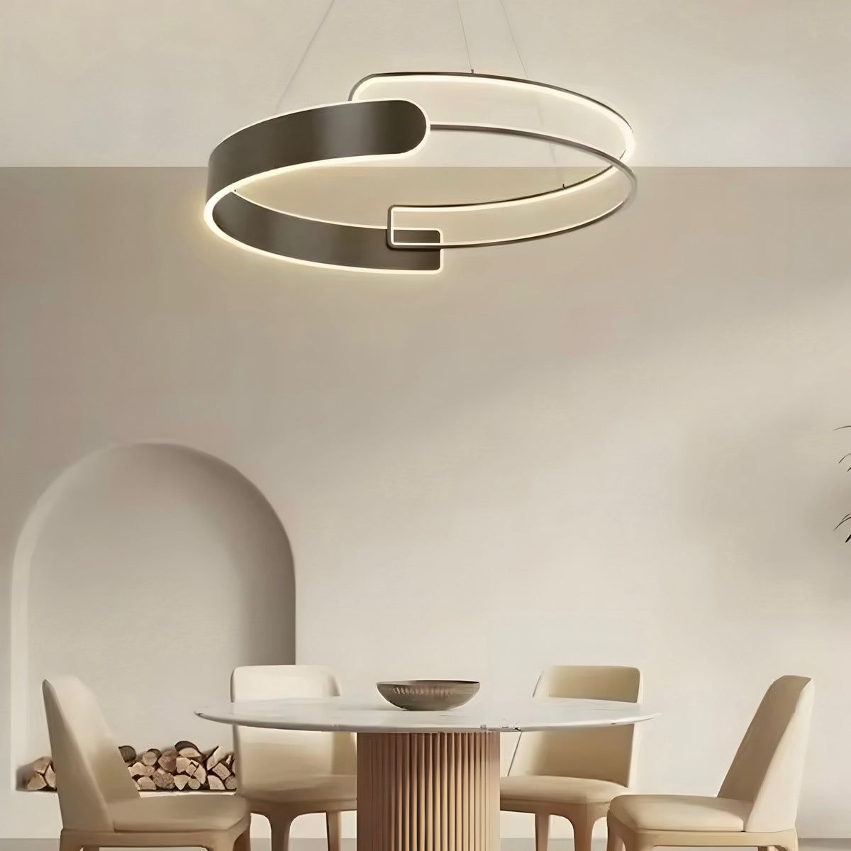 Suspension anneau LED bicolore mi-opaque mi-transparente