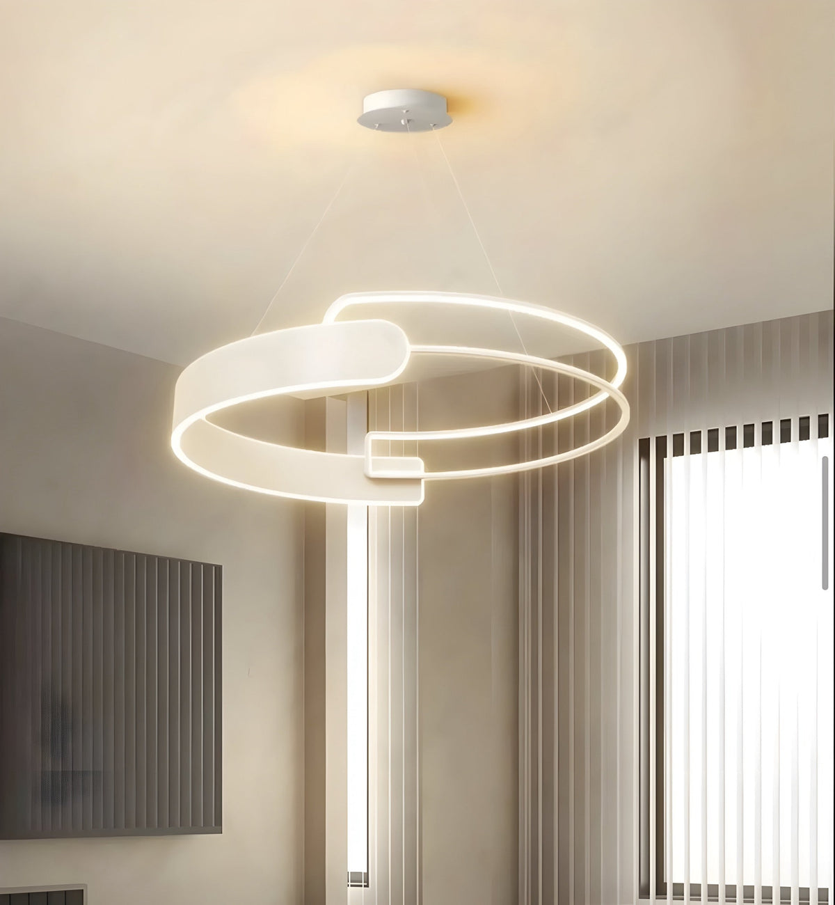 Suspension anneau LED bicolore mi-opaque mi-transparente, vue 3