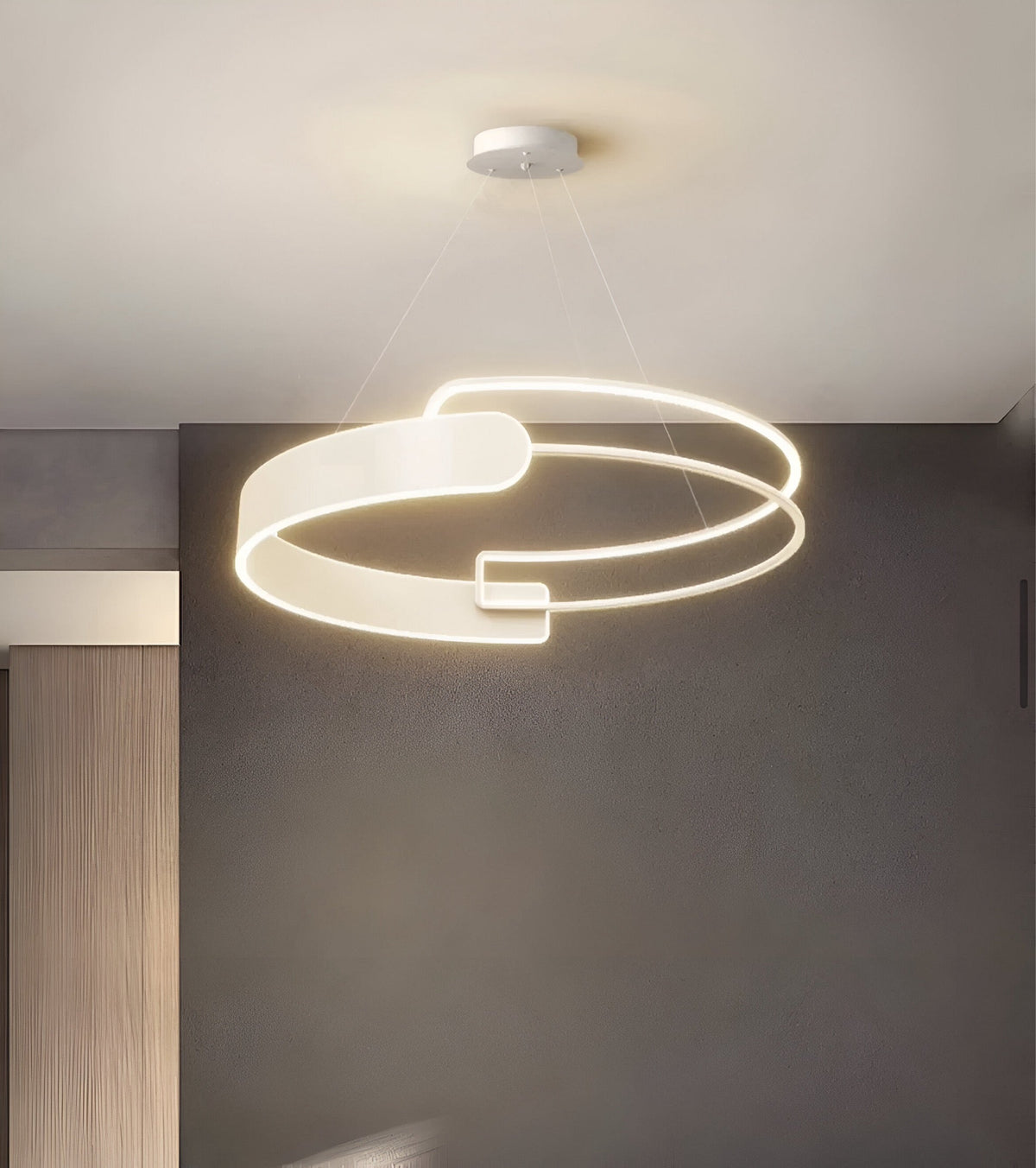 Suspension anneau LED bicolore mi-opaque mi-transparente, vue 4