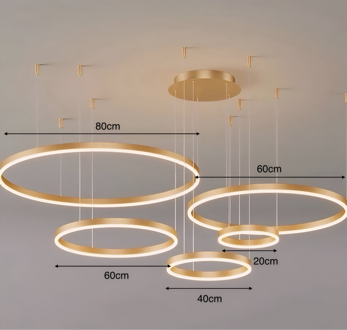 Suspension anneau LED de 1 à 5 cercles en aluminium Halo, vue 17