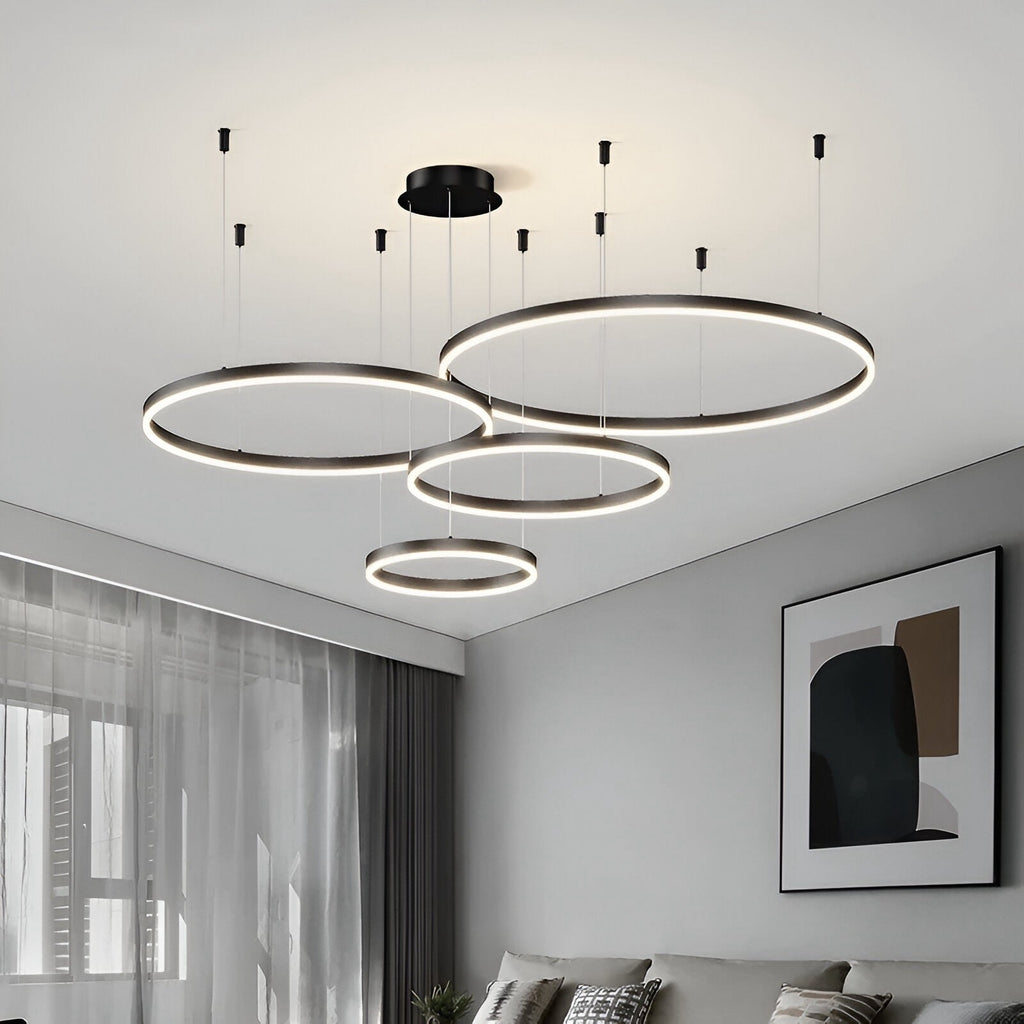Suspension anneau LED de 1 à 5 cercles en aluminium Halo, vue 2