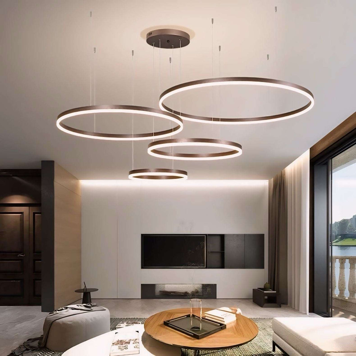 Suspension anneau LED de 1 à 5 cercles en aluminium Halo, vue 3