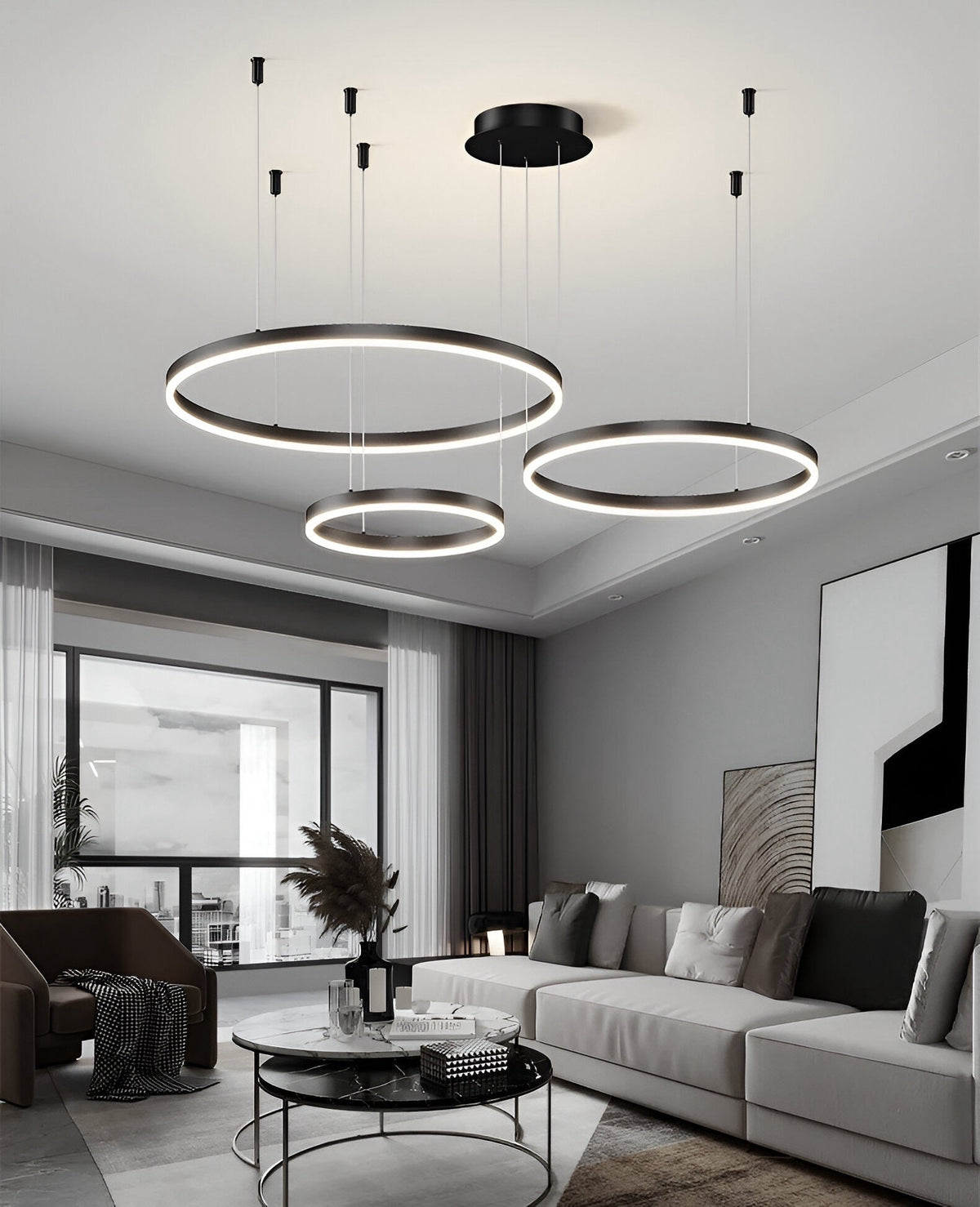 Suspension anneau LED de 1 à 5 cercles en aluminium Halo, vue 6