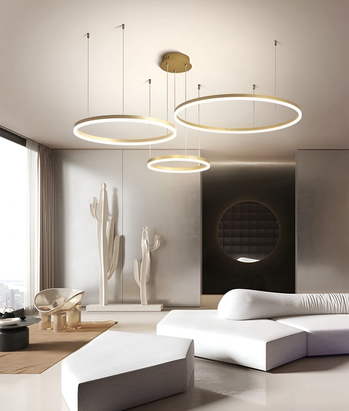 Suspension anneau LED de 1 à 5 cercles en aluminium Halo, vue 7