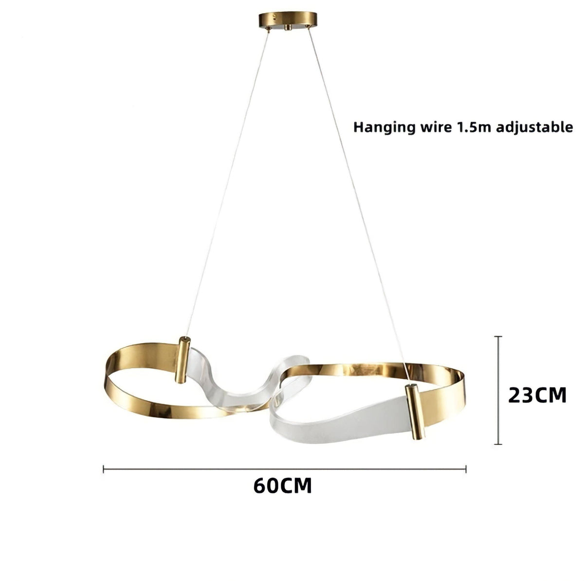 Suspension anneau LED dorée à courbe ondulée, vue 7