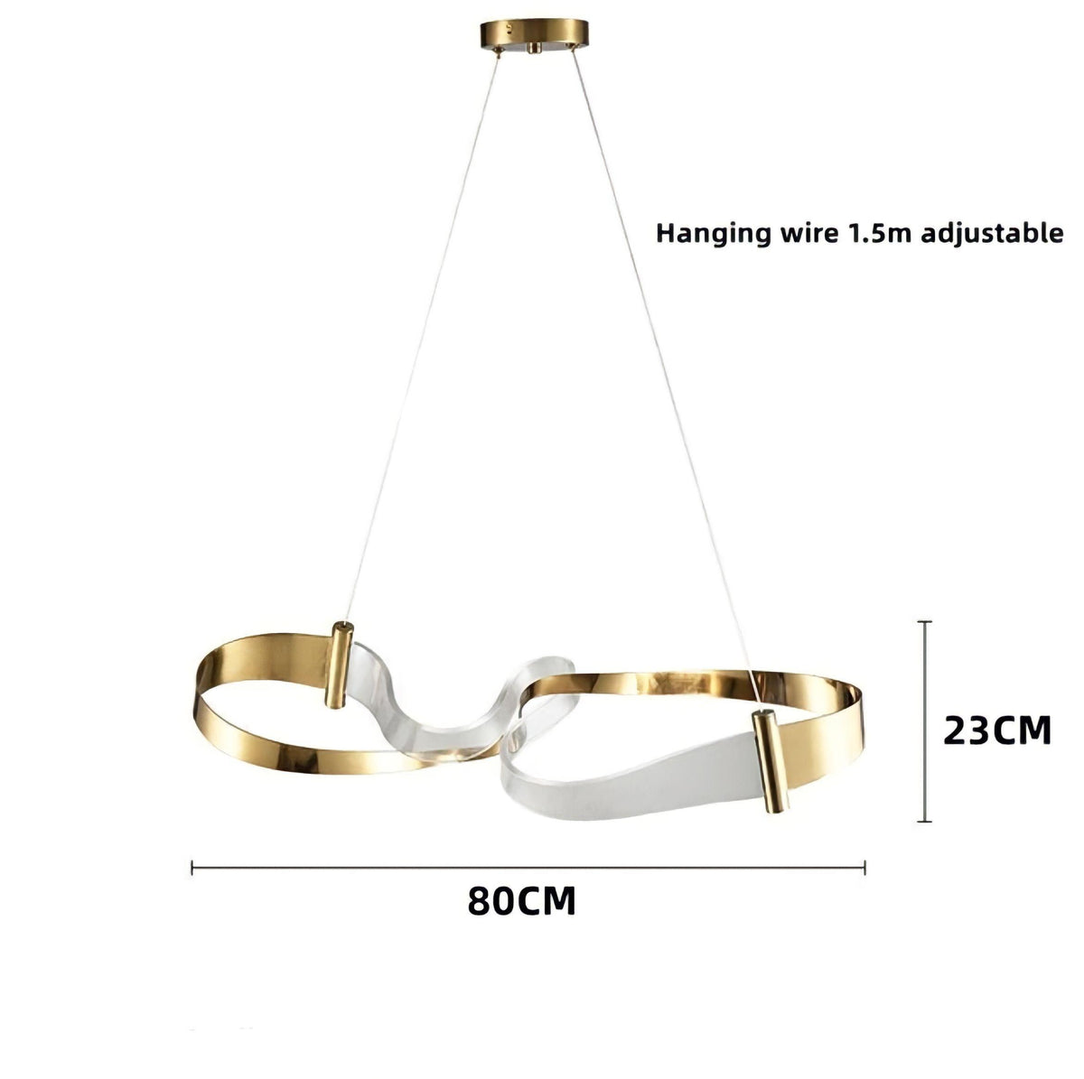 Suspension anneau LED dorée à courbe ondulée, vue 8
