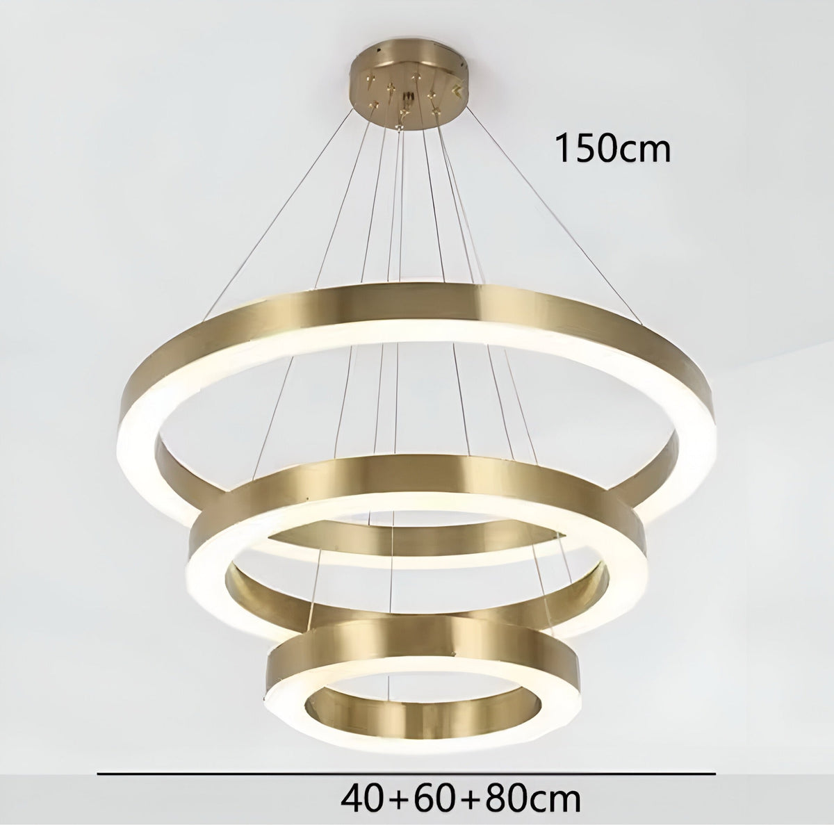 Suspension anneau LED dorée en acier inoxydable, 40 à 140 W, vue 11