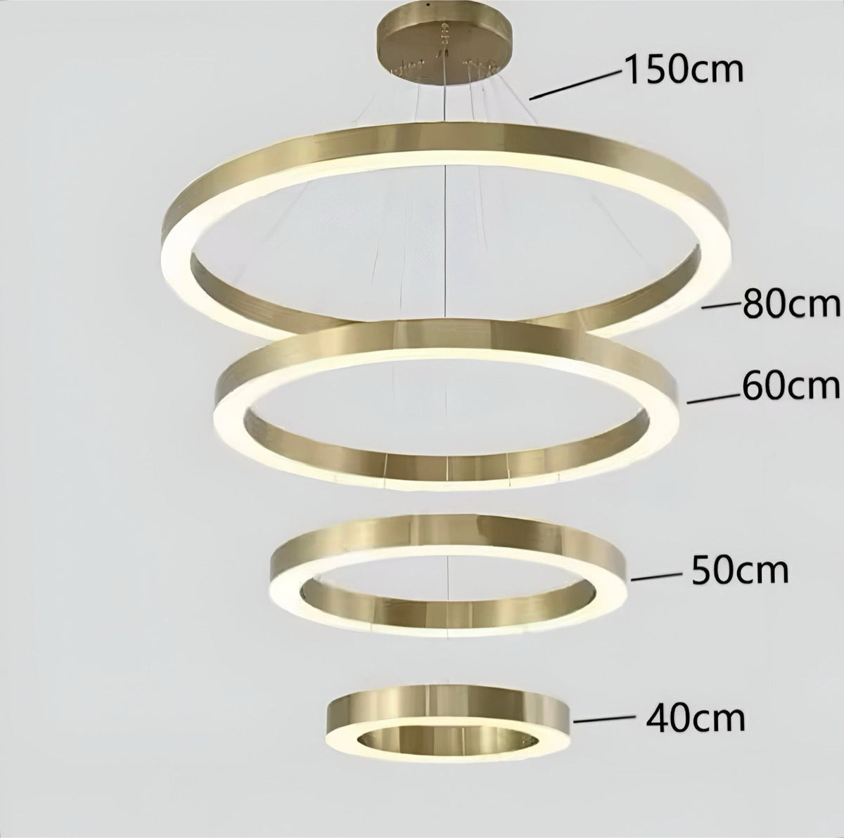 Suspension anneau LED dorée en acier inoxydable, 40 à 140 W, vue 13