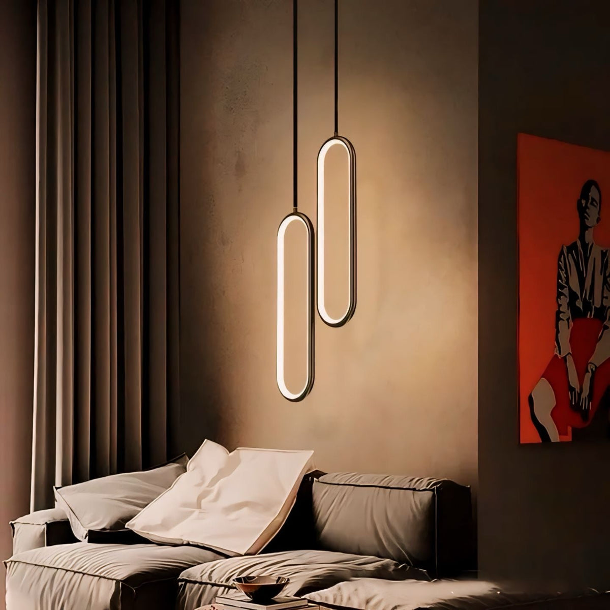 Suspension anneau LED en arc, une ou deux têtes