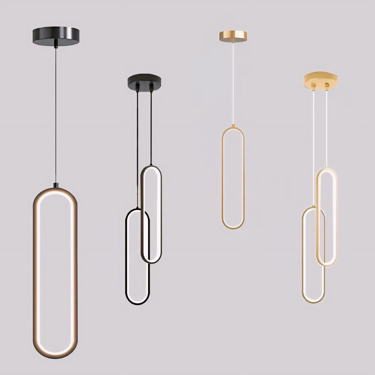 Suspension anneau LED en arc, une ou deux têtes, vue 3