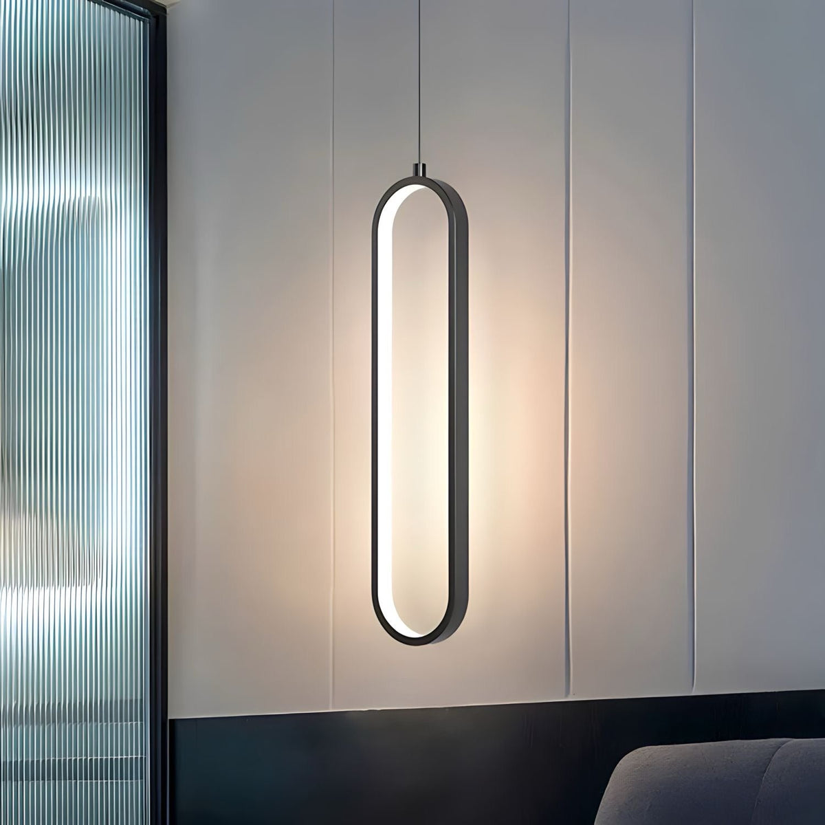 Suspension anneau LED en arc, une ou deux têtes, vue 4