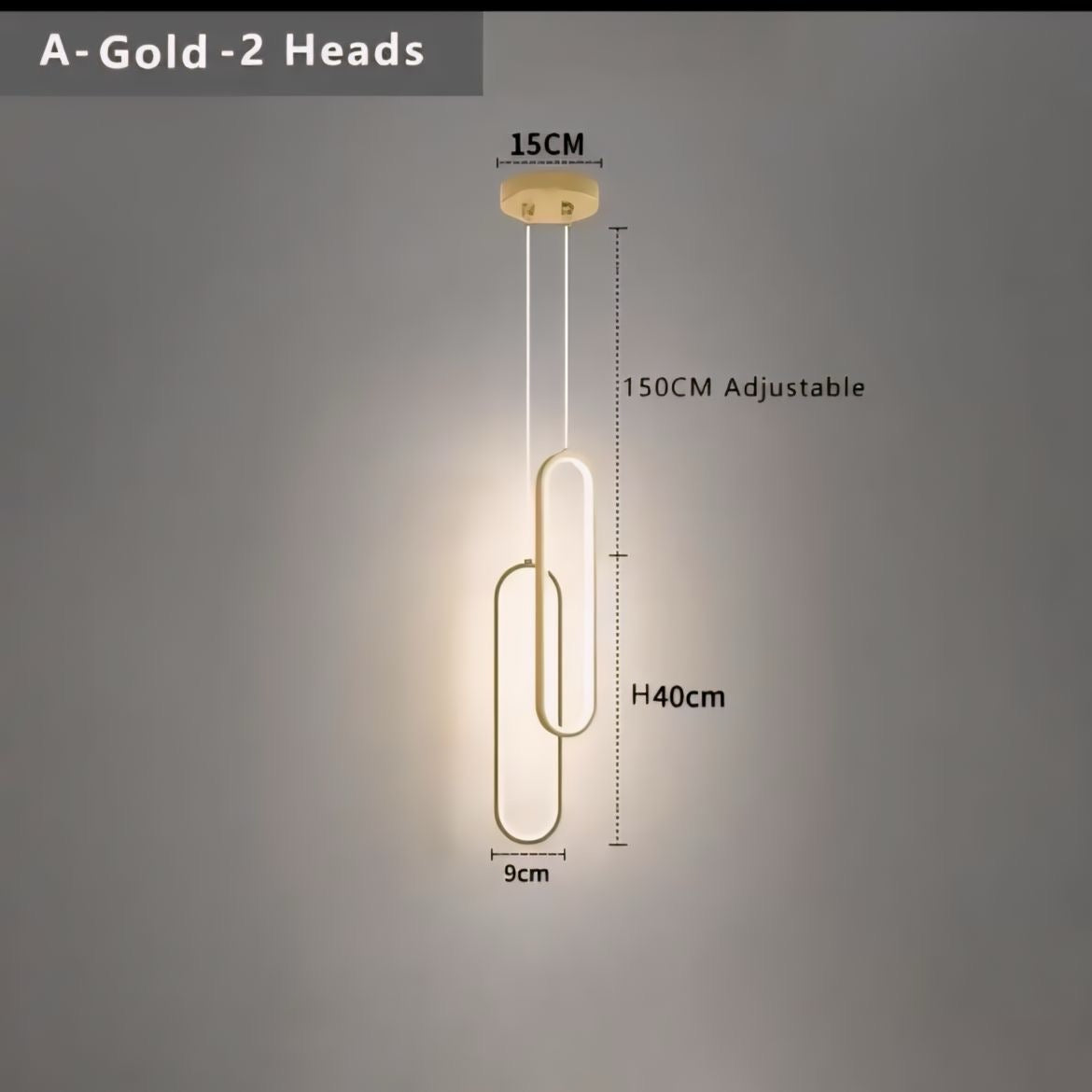 Suspension anneau LED en arc, une ou deux têtes, vue 6