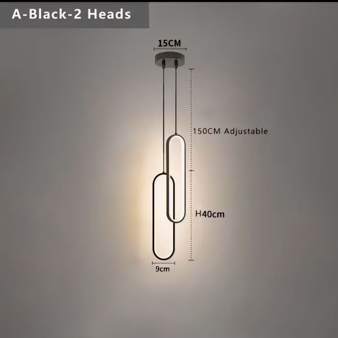 Suspension anneau LED en arc, une ou deux têtes, vue 8