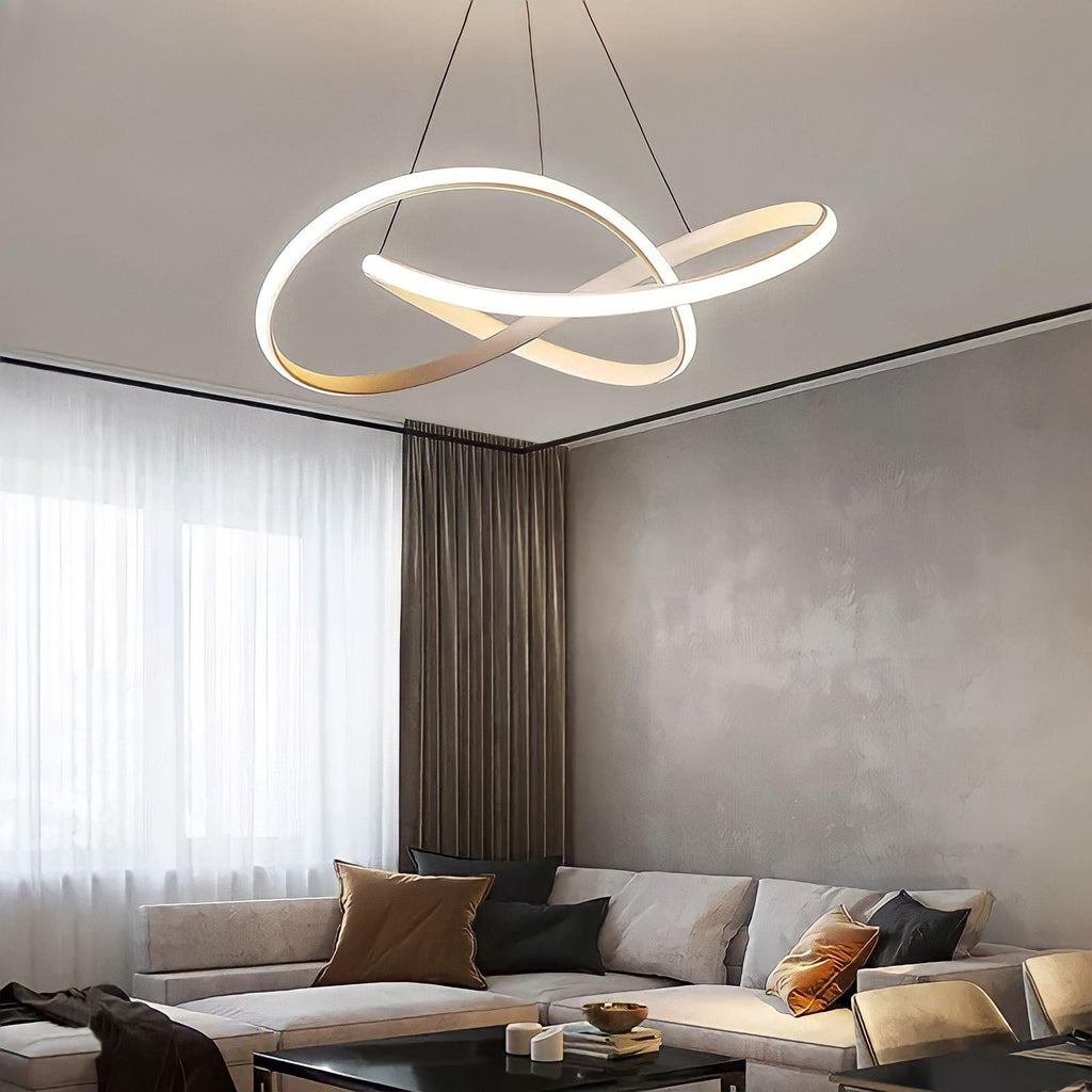 Suspension anneau LED en courbes de fer Slancio