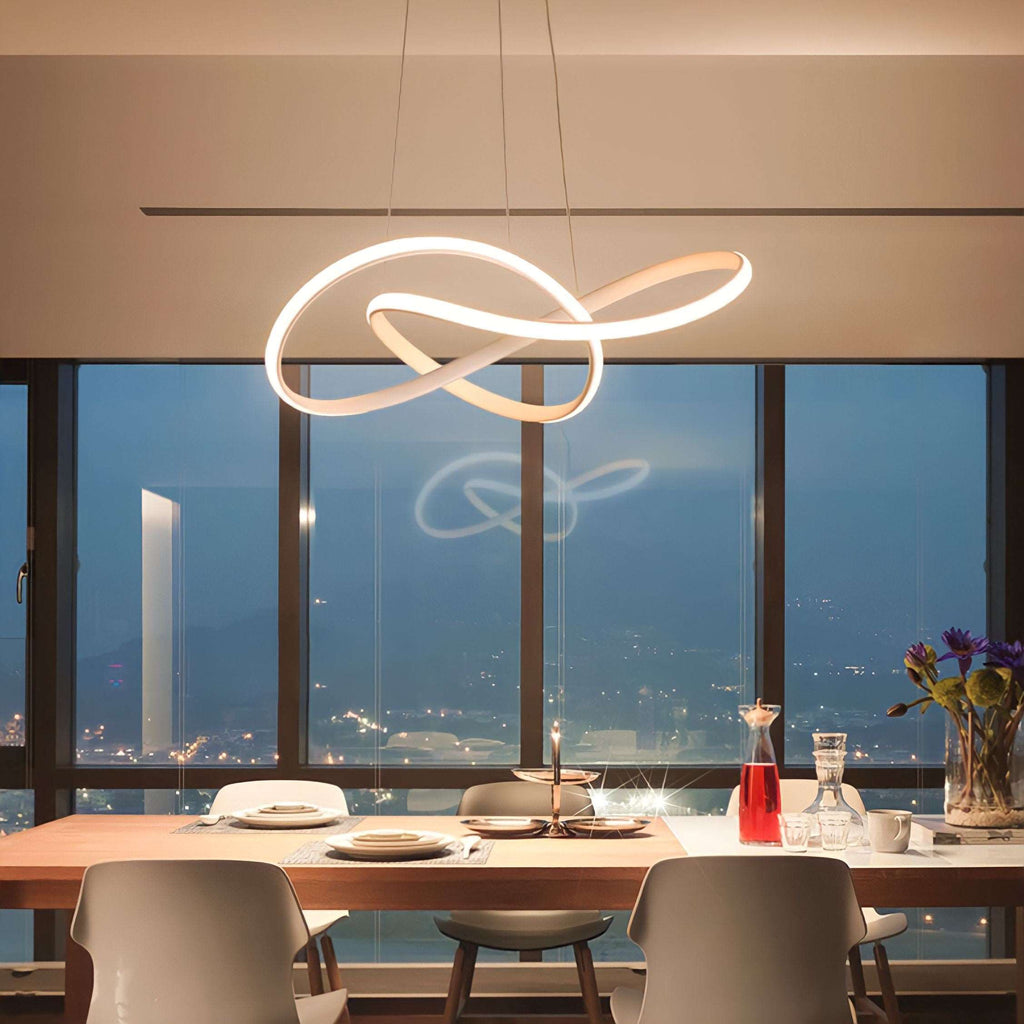 Suspension anneau LED en courbes de fer Slancio, vue 5