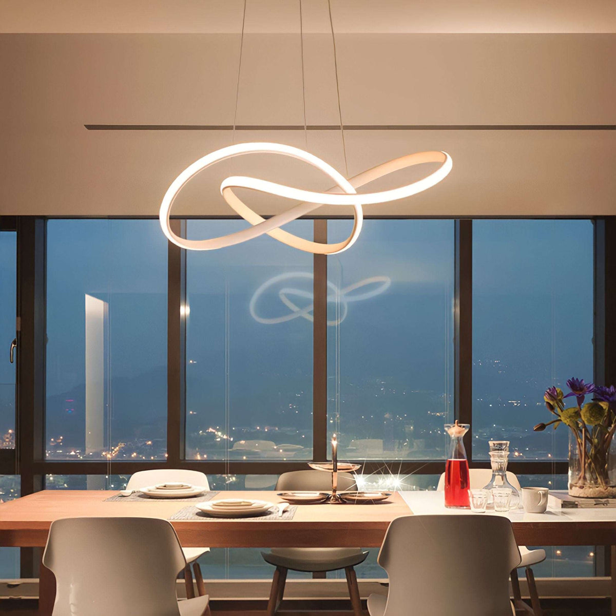 Suspension anneau LED en courbes de fer Slancio, vue 5