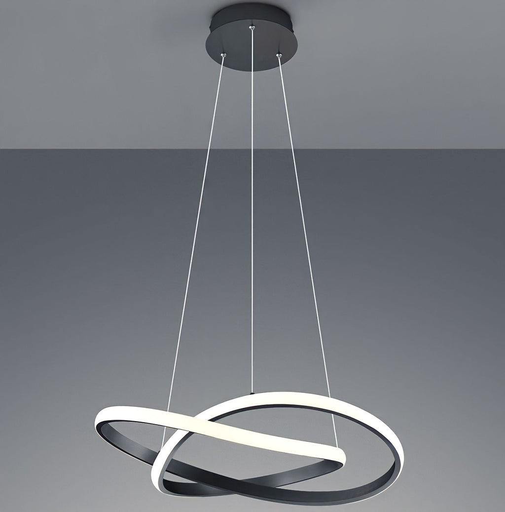 Suspension anneau LED en courbes de fer Slancio, vue 6