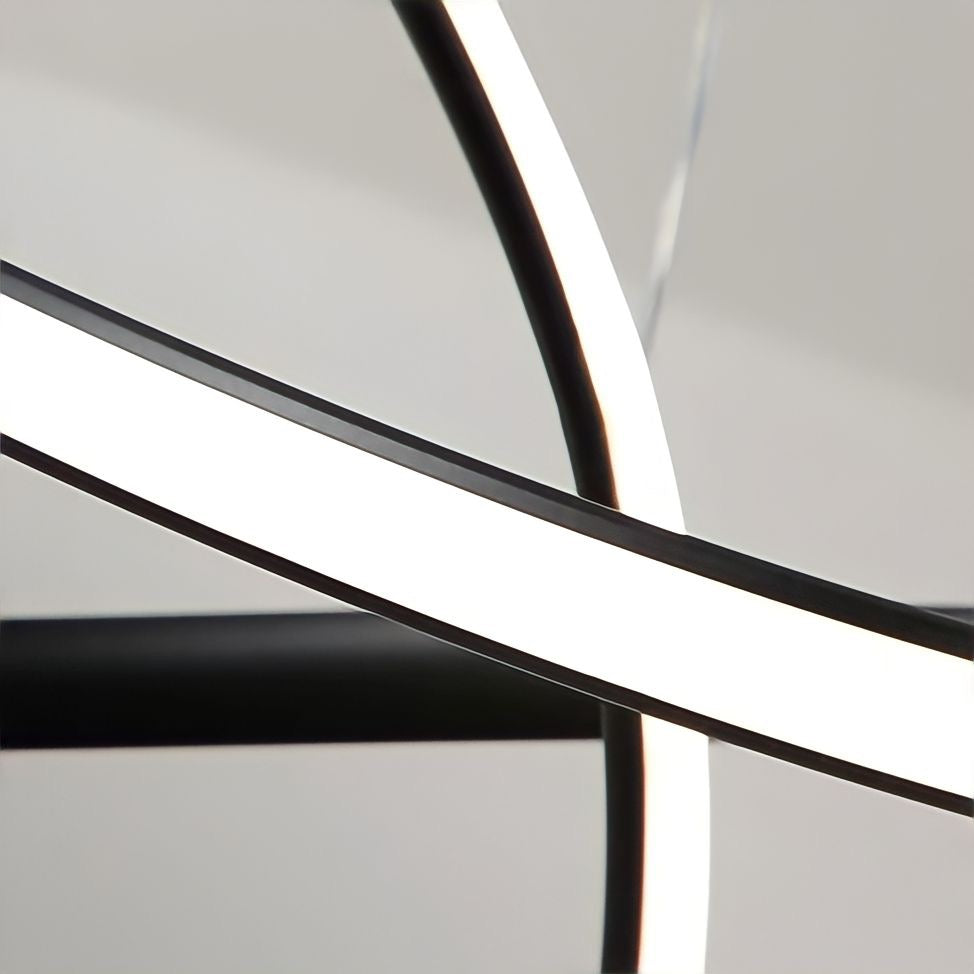 Suspension anneau LED en courbes de fer Slancio, vue 7