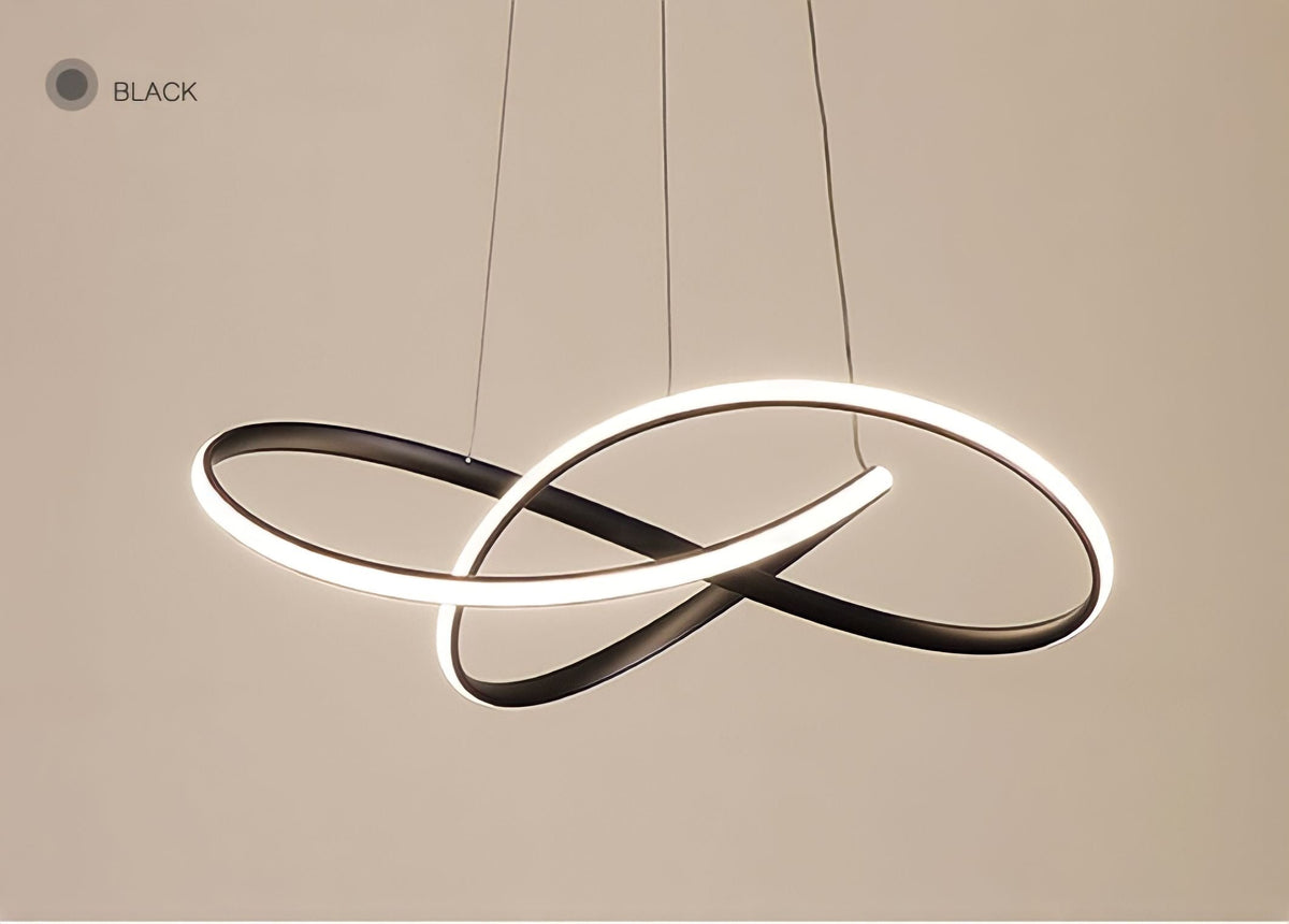 Suspension anneau LED en courbes de fer Slancio, vue 9