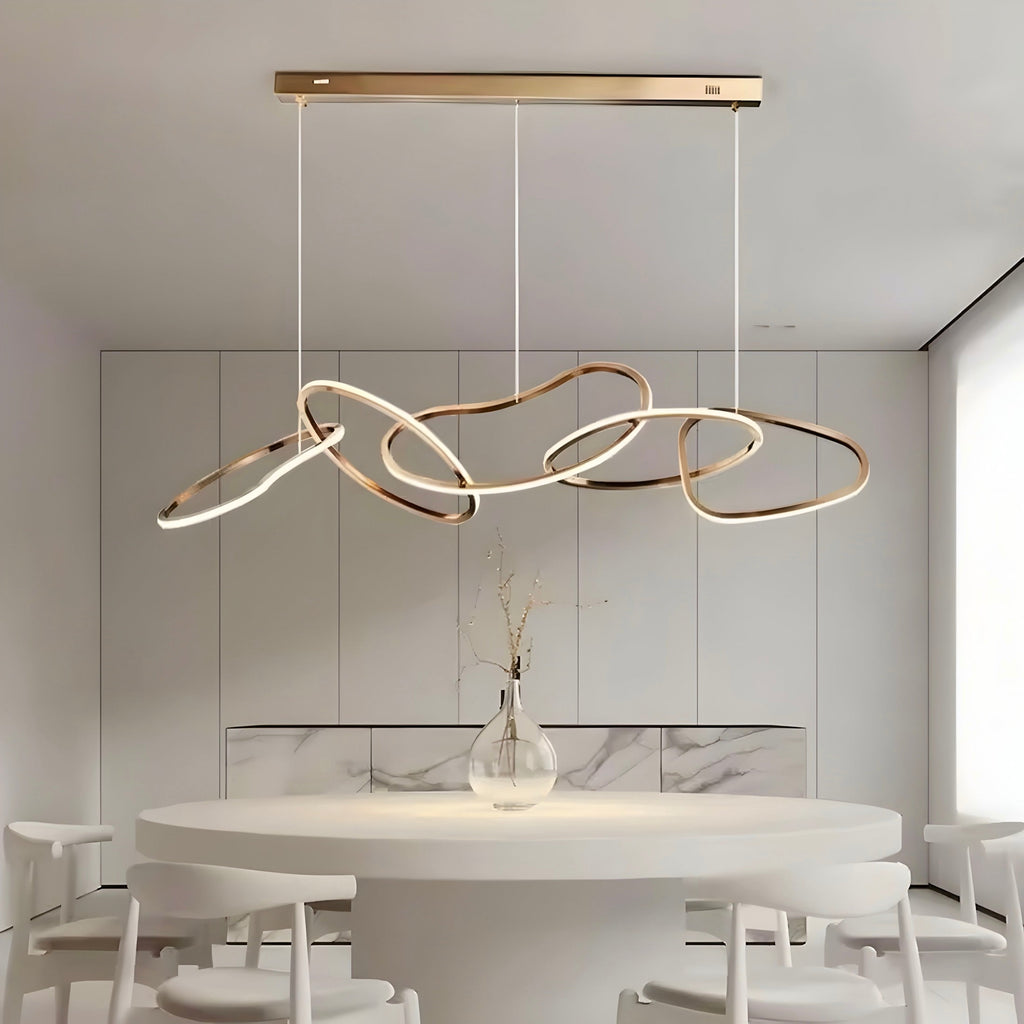 Suspension anneau LED fine en acier chromé Anello Arto