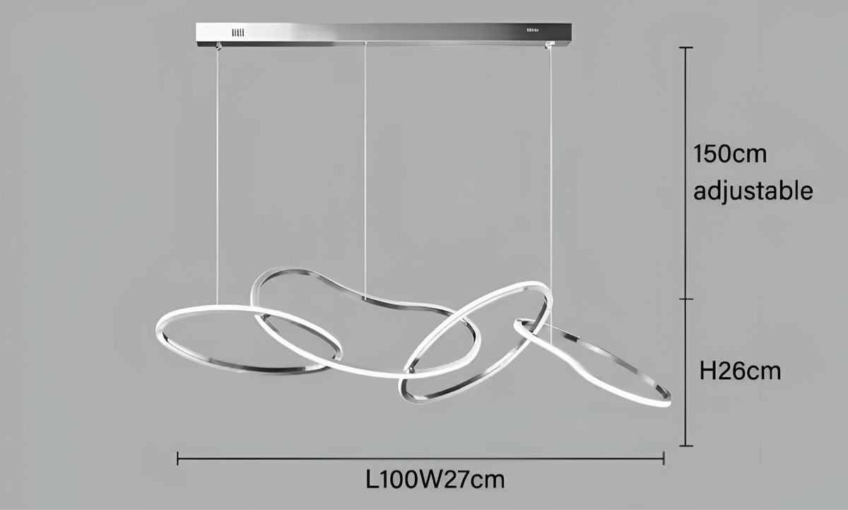 Suspension anneau LED fine en acier chromé Anello Arto, vue 10