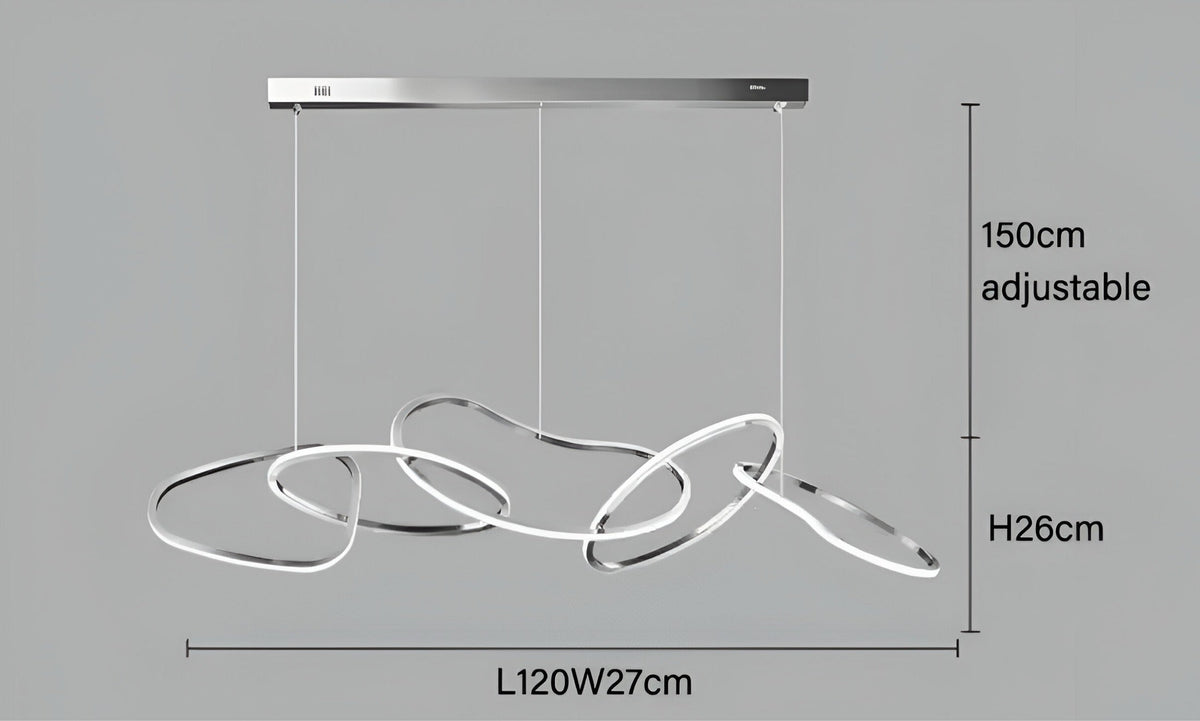Suspension anneau LED fine en acier chromé Anello Arto, vue 11