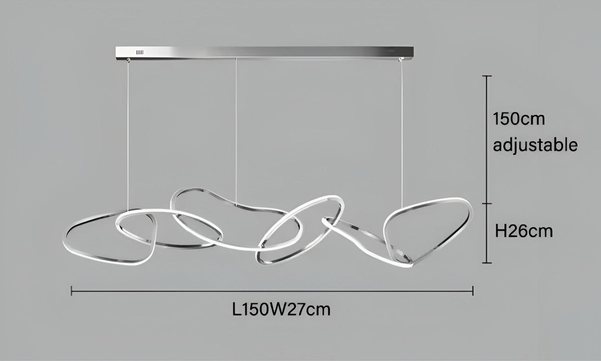 Suspension anneau LED fine en acier chromé Anello Arto, vue 12