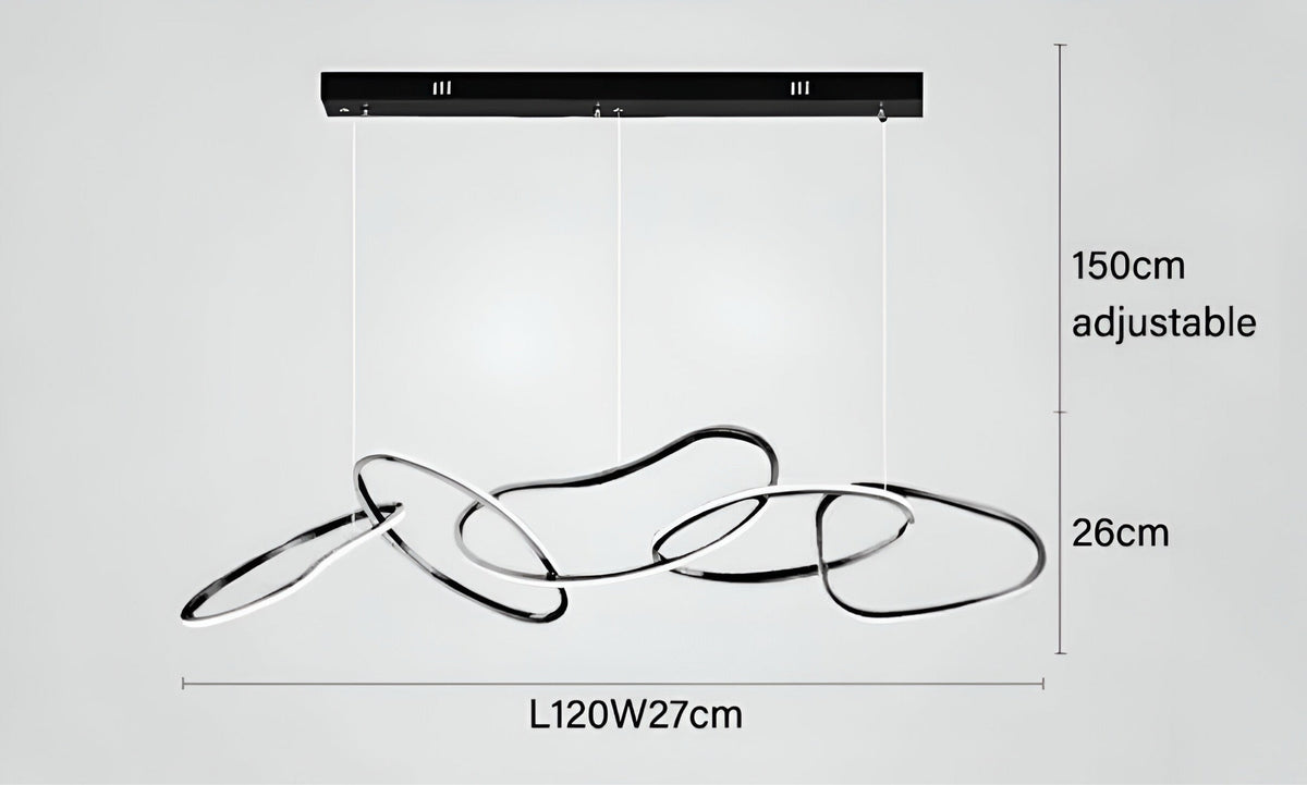 Suspension anneau LED fine en acier chromé Anello Arto, vue 14