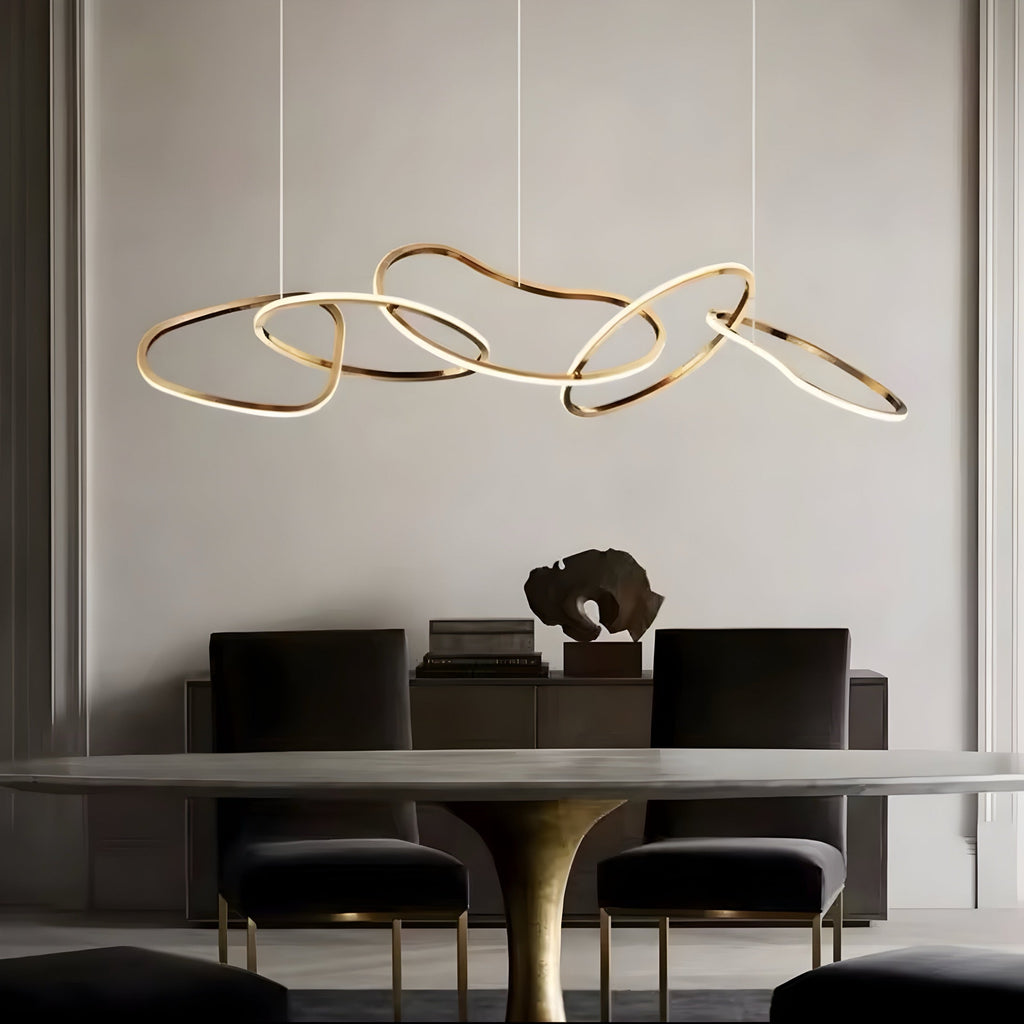 Suspension anneau LED fine en acier chromé Anello Arto, vue 3