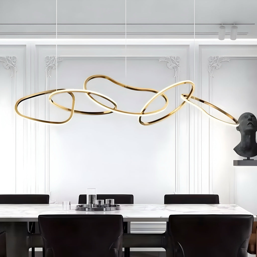 Suspension anneau LED fine en acier chromé Anello Arto, vue 5