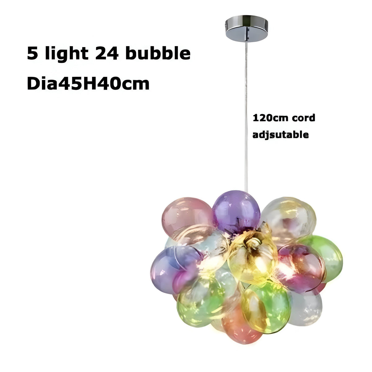 Suspension boule en verre coloré, grappe façon ballons, vue 12