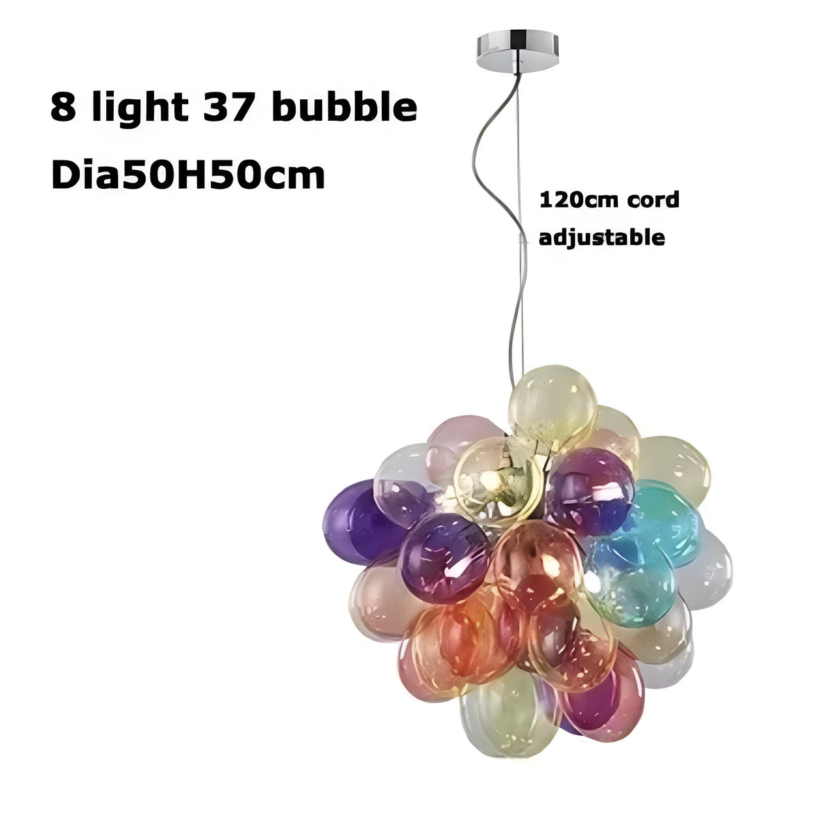 Suspension boule en verre coloré, grappe façon ballons, vue 14